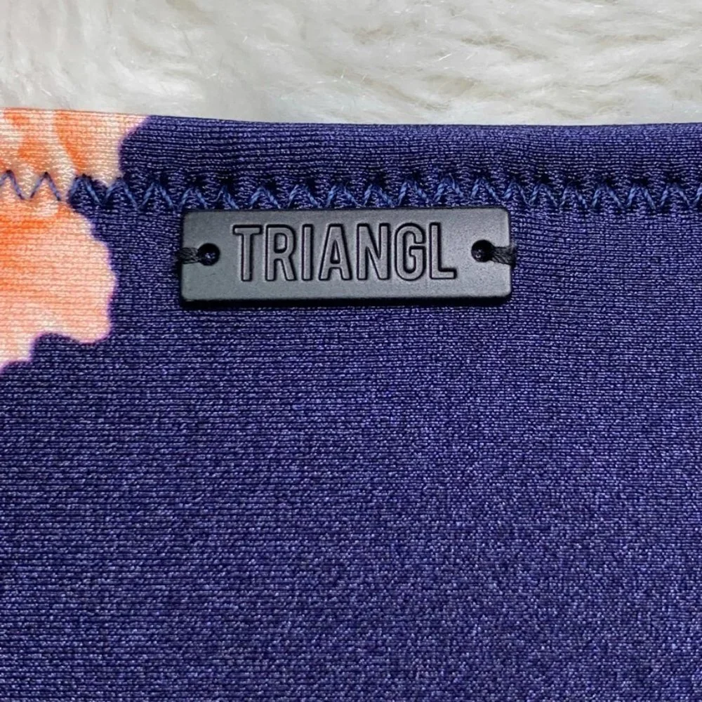 Triangl Swimwear Women’s Neoprene Floral Blue Bikini Botton Size Large
